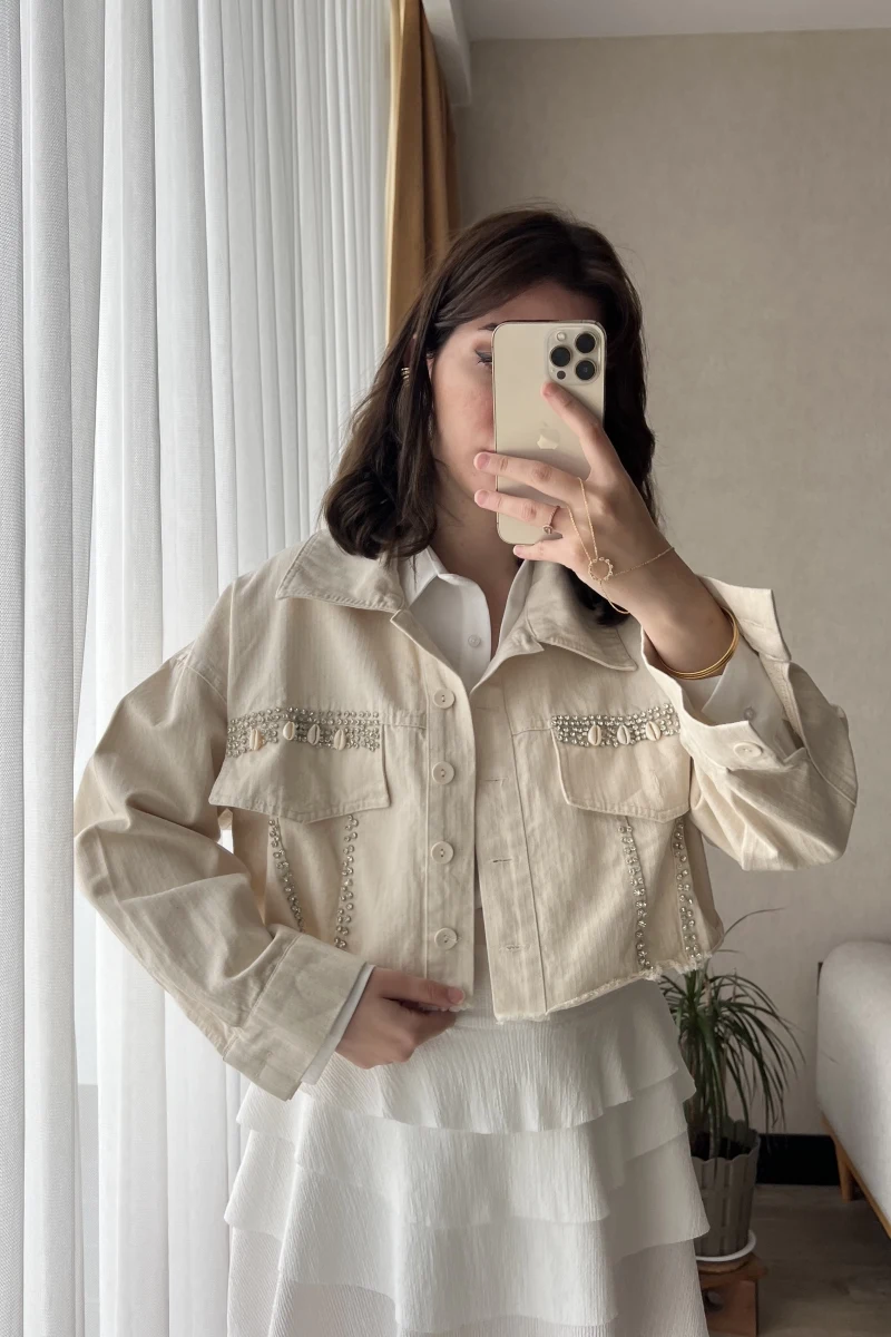 Buhls Serisi Taşlı Keten Ceket