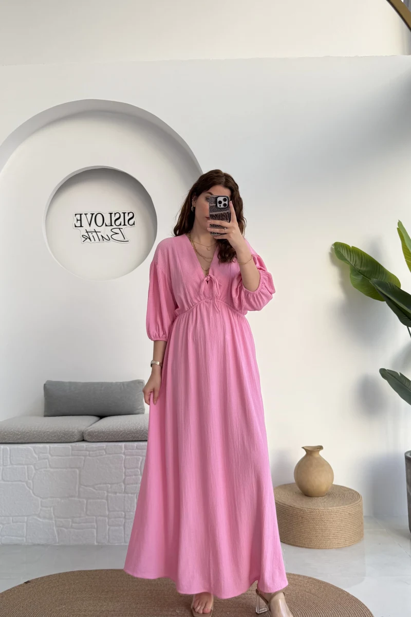 Bürümcük Maxi Boy Becca Elbise Pembe - 3036