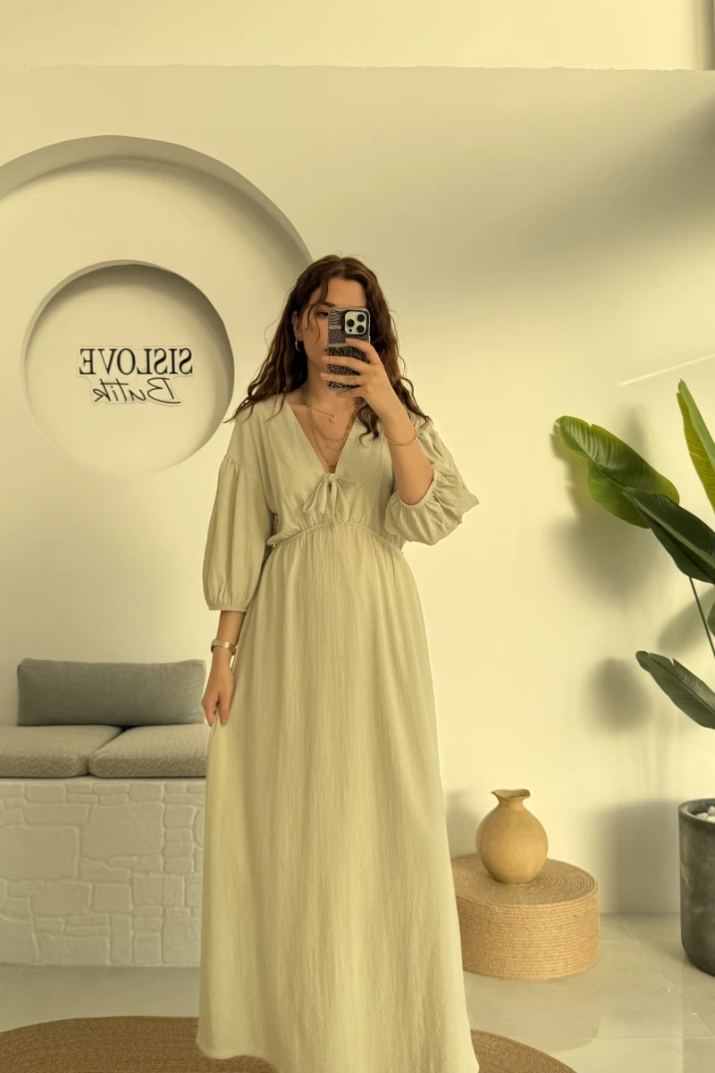 Bürümcük Maxi Boy Becca Elbise Su Yeşili - 3036