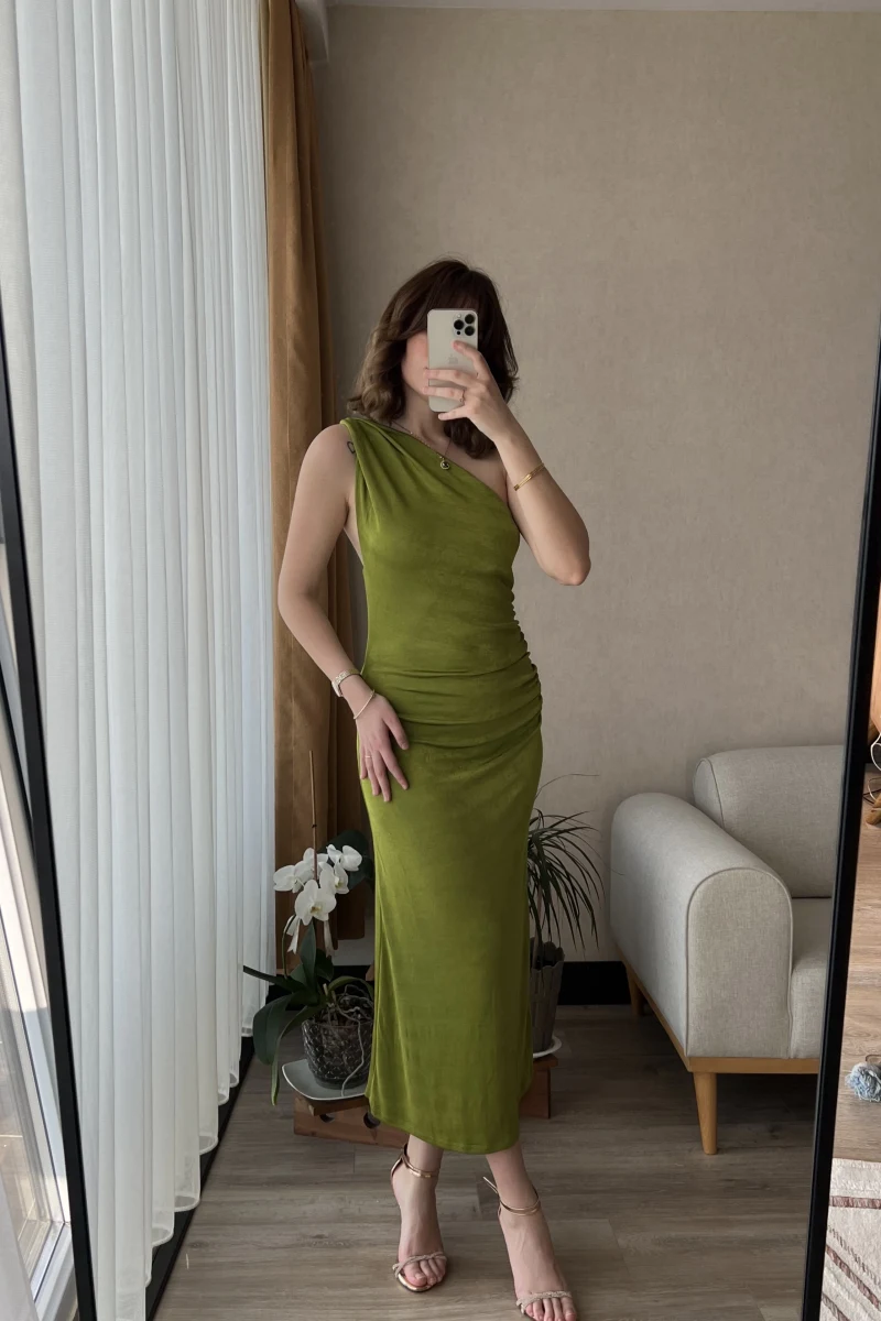 Buzy Yeşil Sırt Detay Elbise