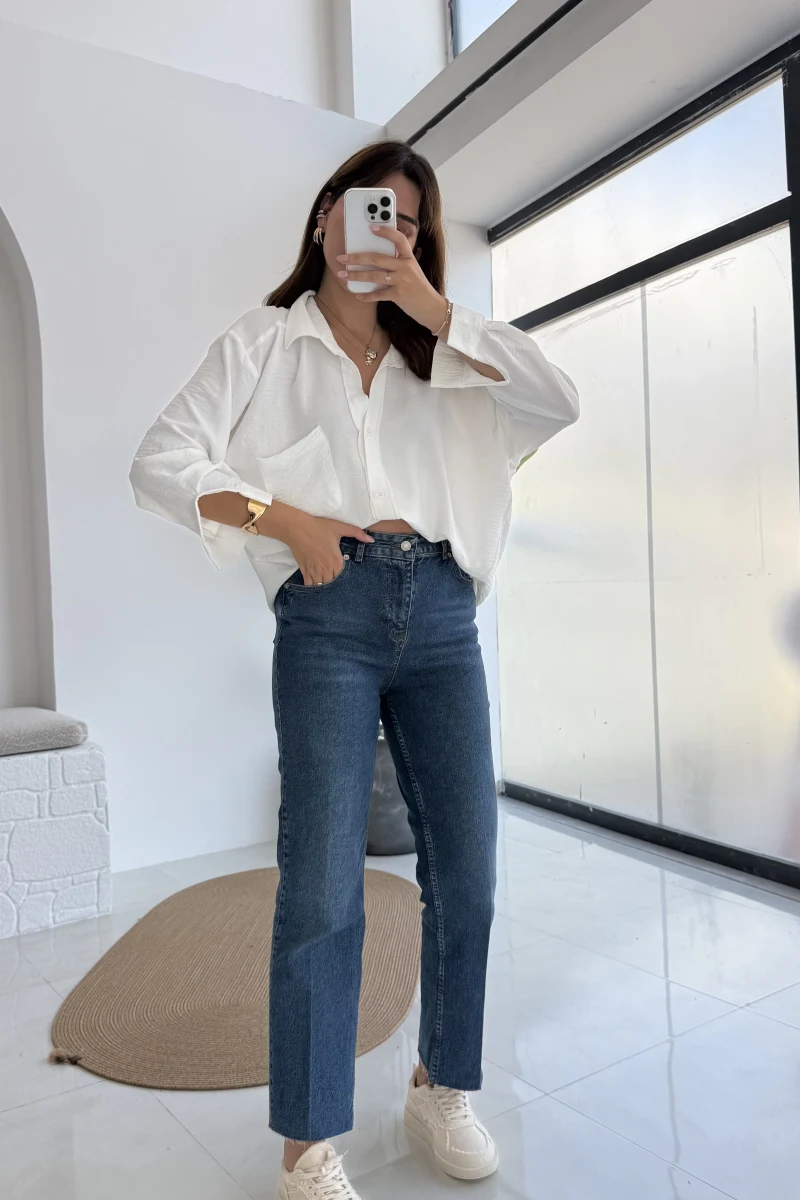 Callista Straight Leg Koyu Mavi Jean Pantolon - Kod: 1653