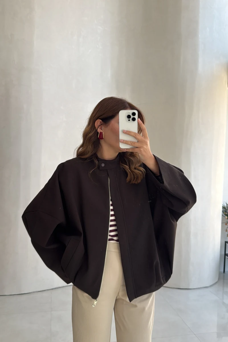 Carlotta Pileli Bomber Ceket - Acı Kahve - Kod: 7781