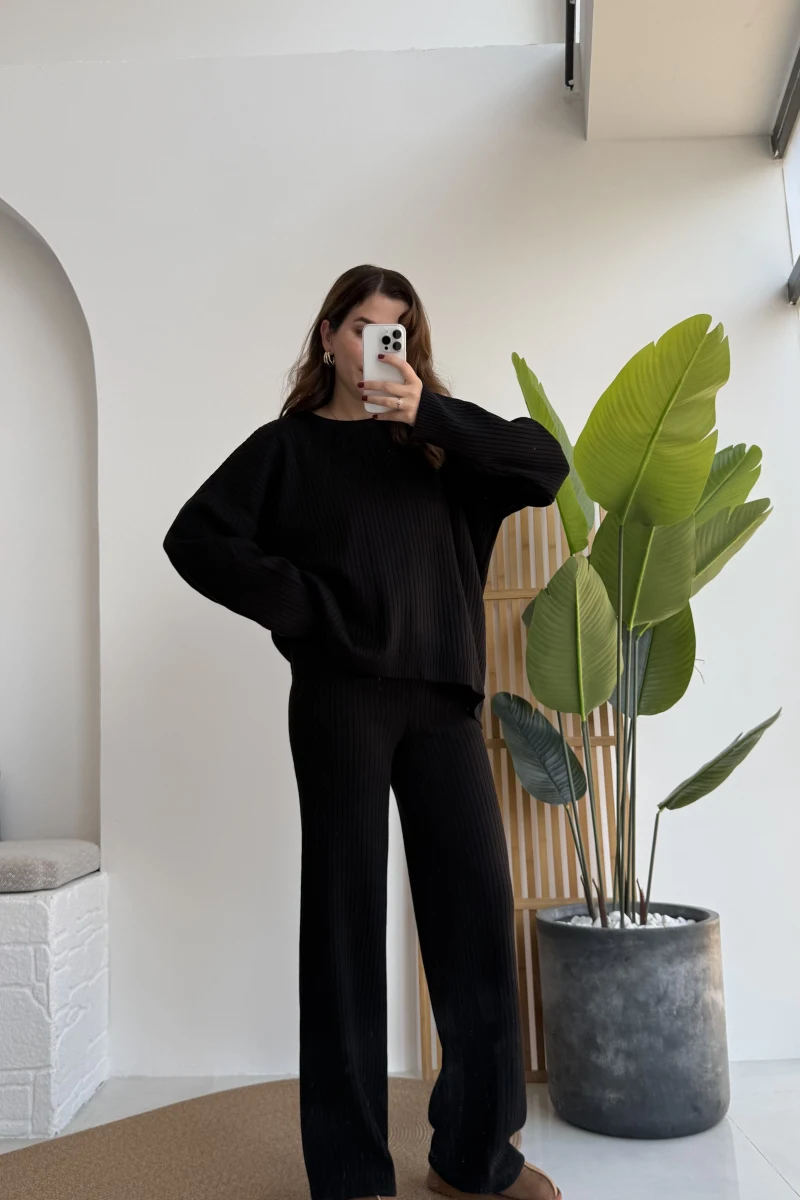 Caroline Triko Takım - Siyah - Kod: 7207