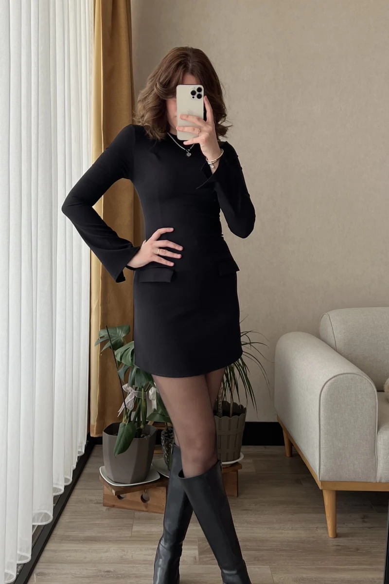 Catherine Siyah Cepli Elbise