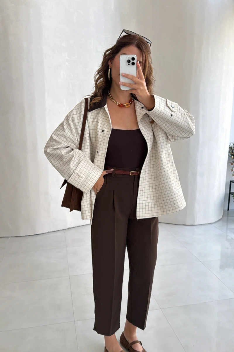 Cecily Kemerli Havuç Pantolon - Kahve - Kod: 3706