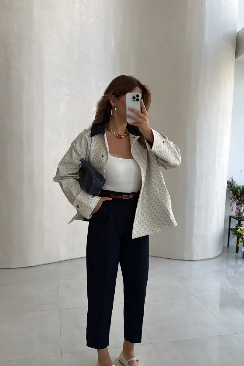 Cecily Kemerli Havuç Pantolon - Lacivert - Kod: 3706