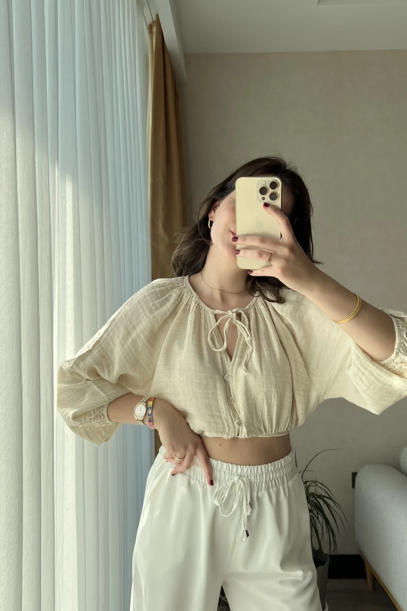 Cedriic Beli Lastikli Bluz