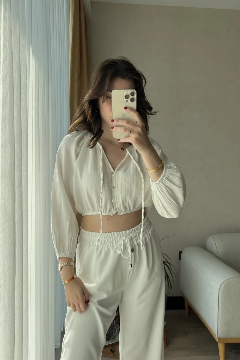 Cedriic Beli Lastikli Bluz