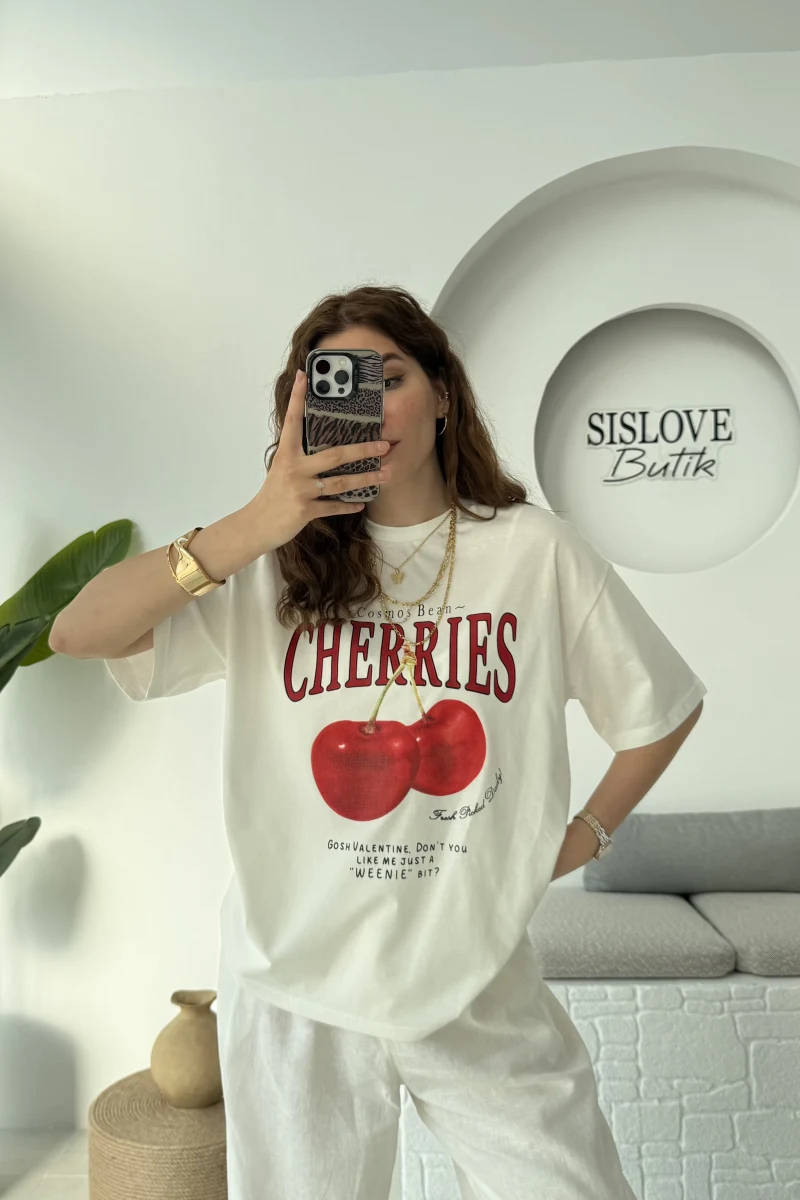 Cherry Baskılı T-shirt - 00350