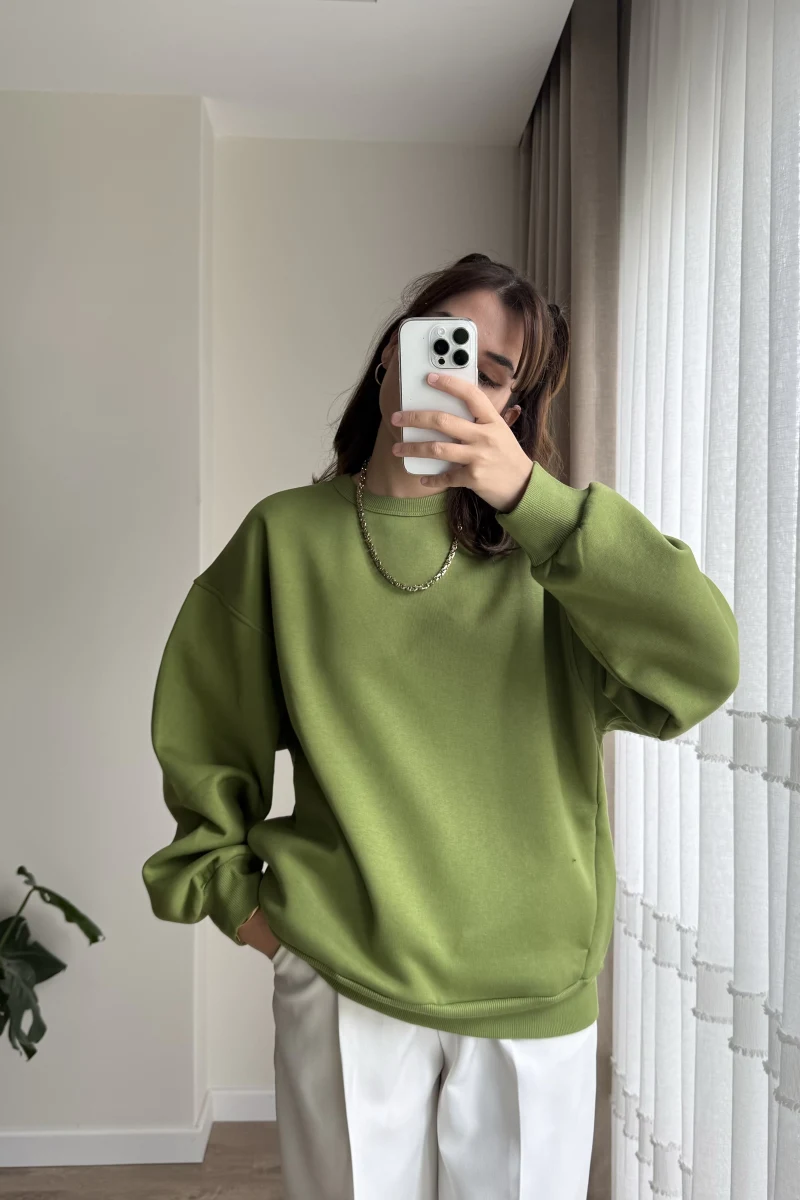 Chloé Oversize Kalın Sweatshirt Uzun Yeşil