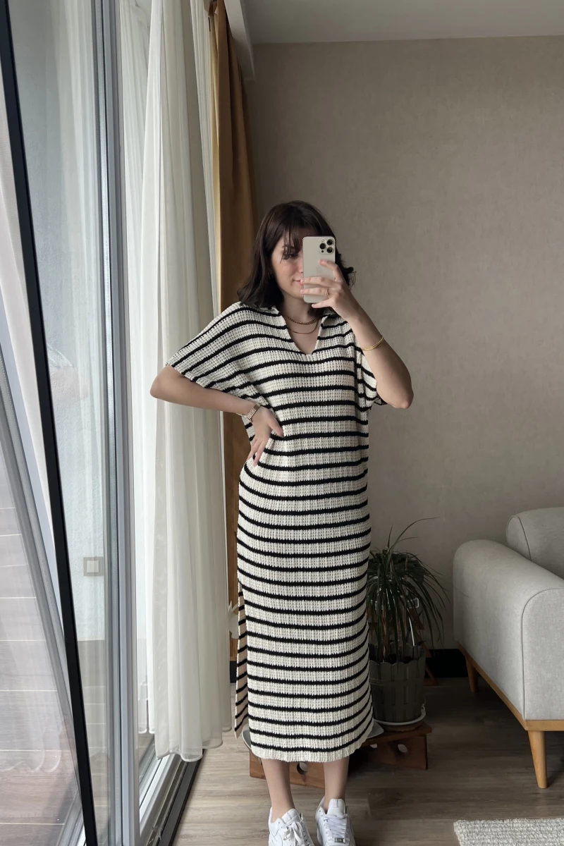 Çizgili Triko Elbise