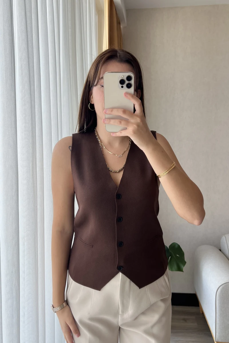 Clasic Acı Kahve Yelek