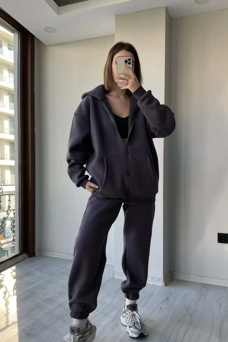 Clou Füme Oversize Hırkalı Takım