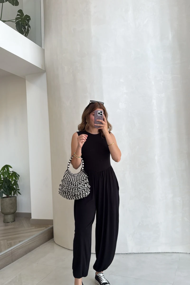 Coquette Sıfır Kol Tulum - Siyah - Kod: 4144