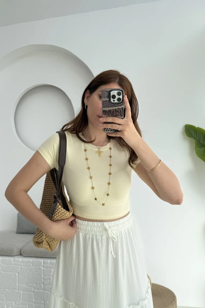 Crop Oys Sarı T-Shirt