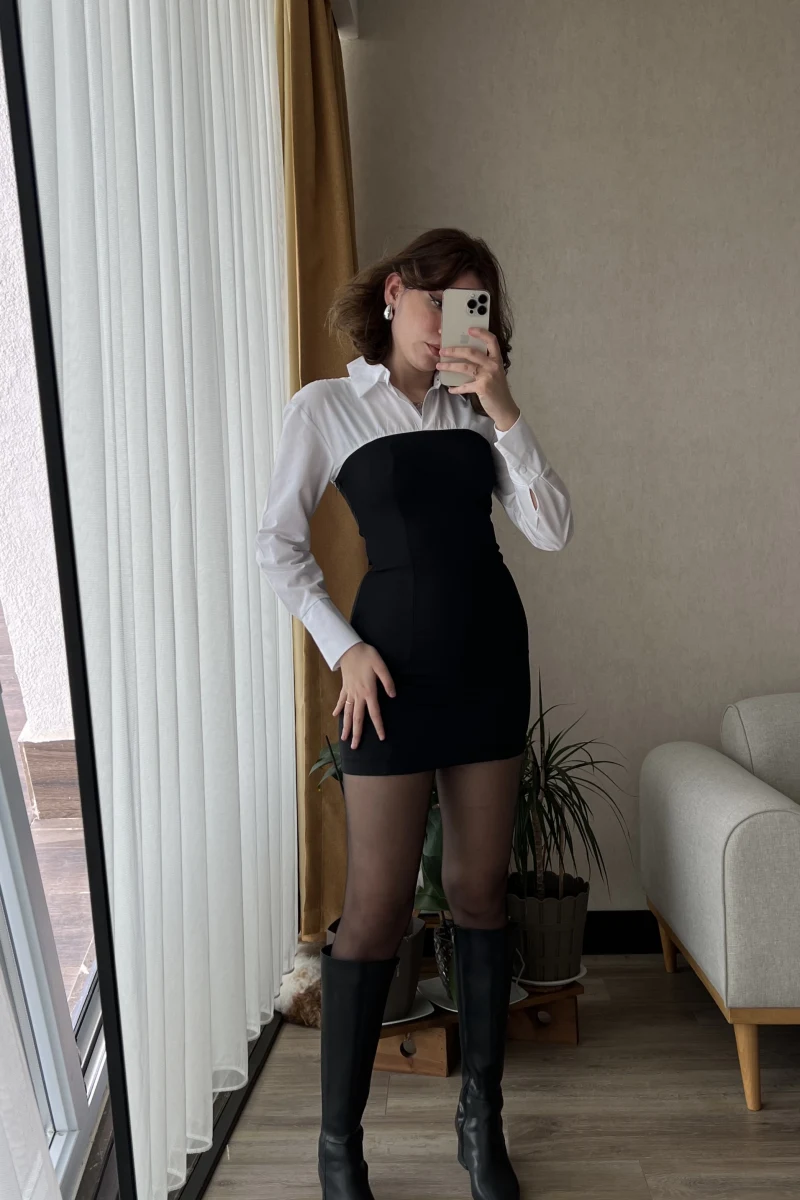 Dakota Siyah Gömlek Elbise