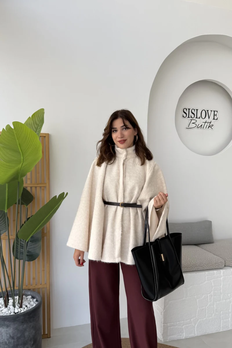 Davina Kaşe Kemer Detay Panço - Bej - Kod: 8014