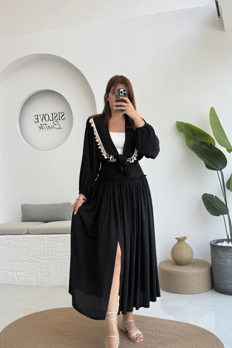 Deniz Kabuklu Etek Takım Siyah