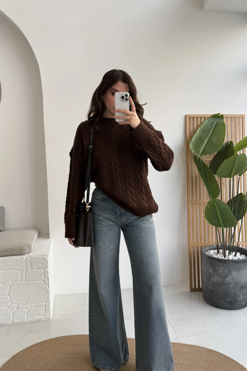 Dilvin Yüksel Bel Mavi Denim Jean Pantolon