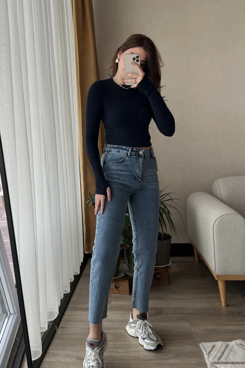 Dina Koyu Mavi Mom jean Zra Etiketli