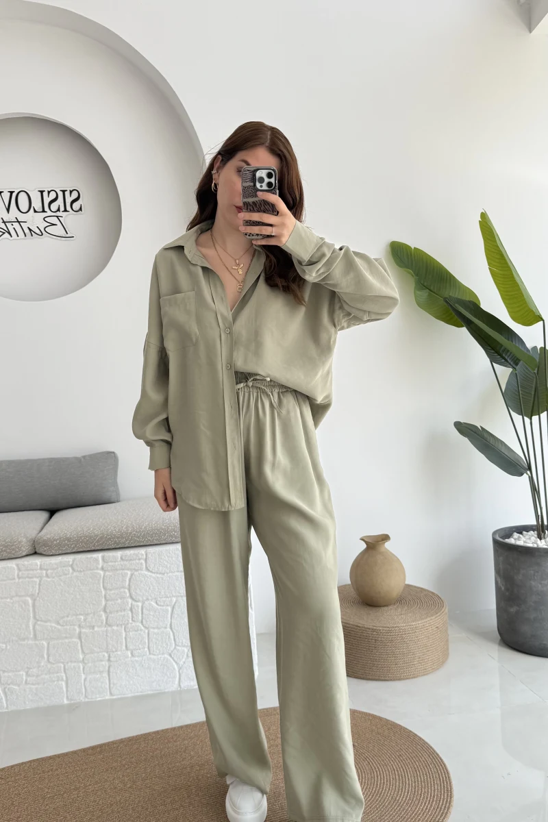 Diva Modal Gömlek Pantolon Takım Haki