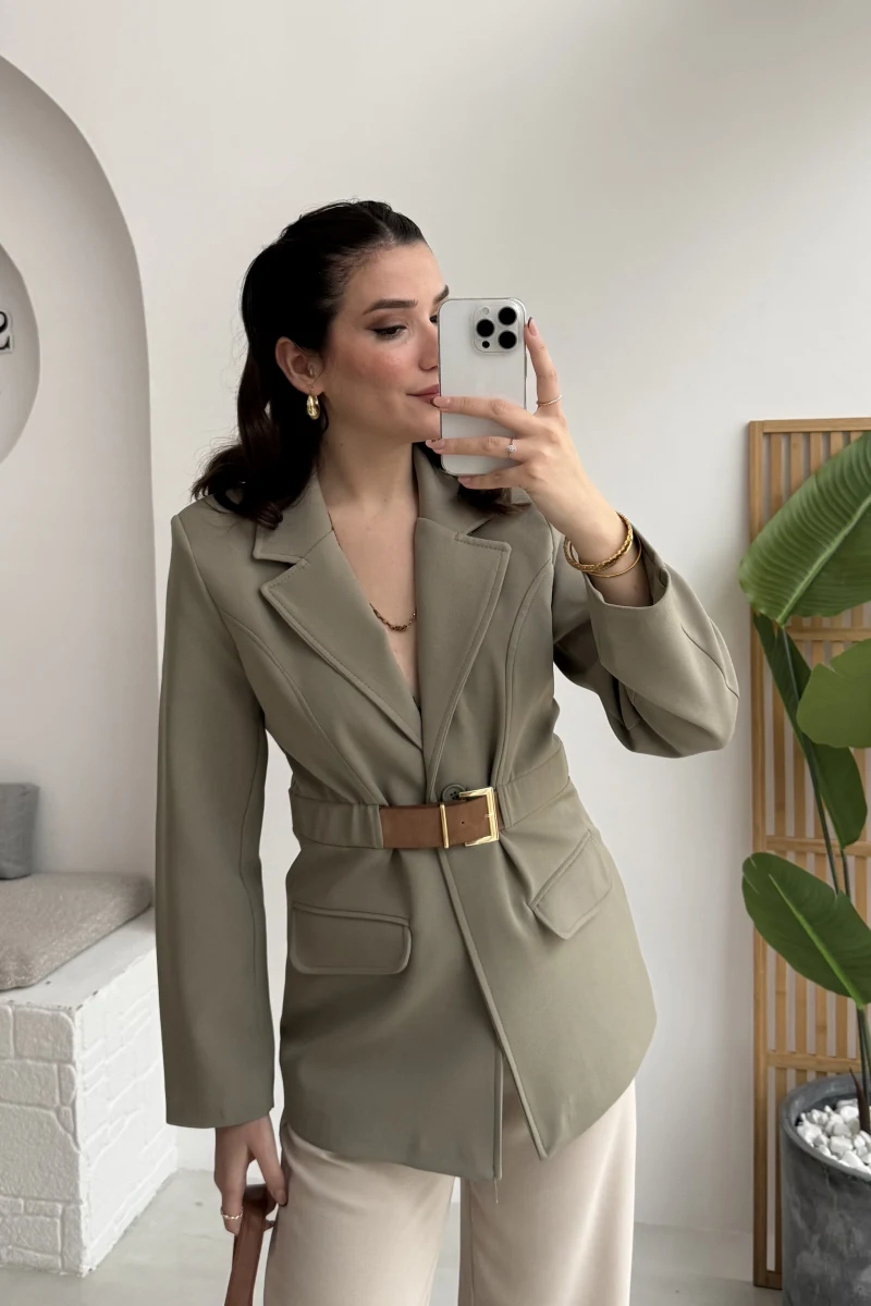 Dolph Kemer Detay Blazer Ceket - Mint - Kod: 4162