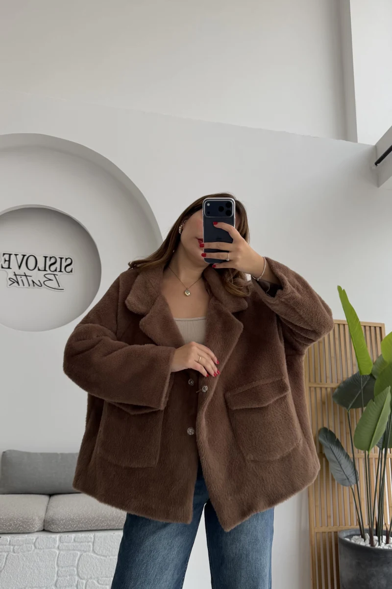 Dyla Yumoş Ceket - Kahverengi - Kod: 7008