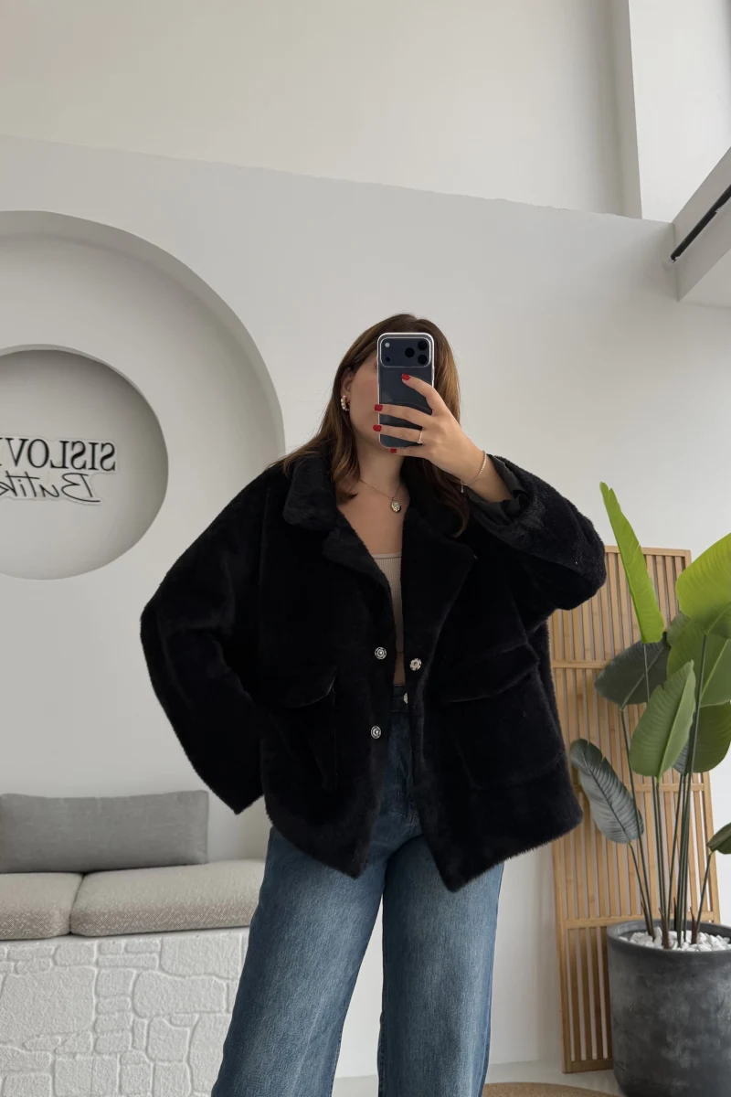 Dyla Yumoş Ceket - Siyah - Kod: 7008