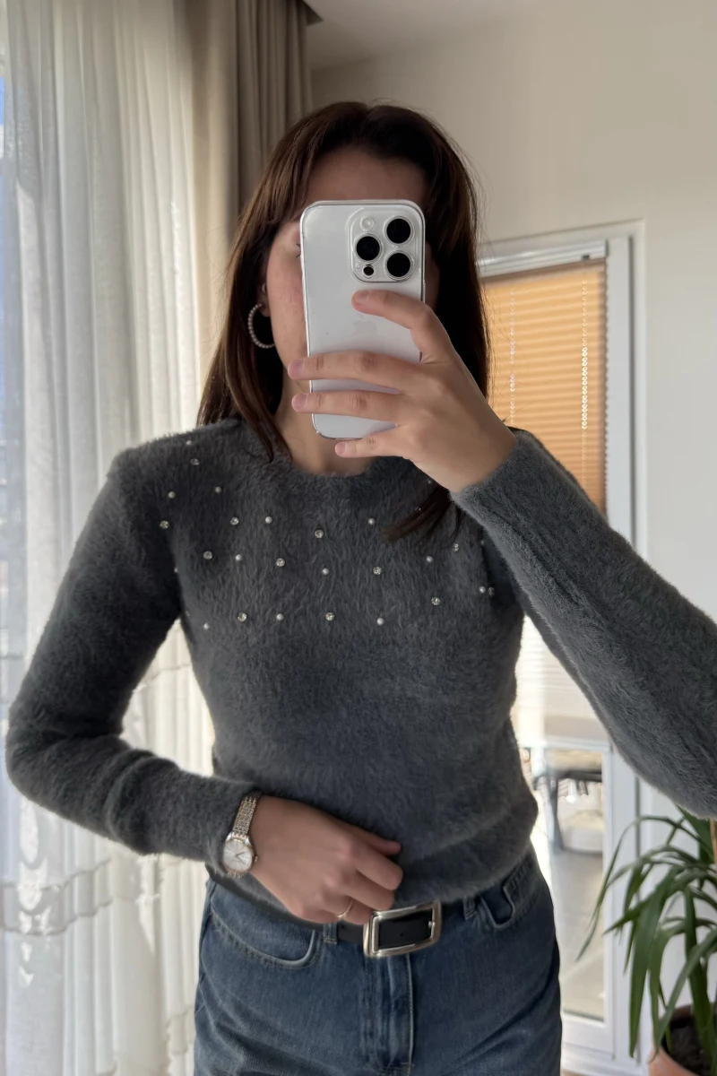 Emilie Taşlı Yumoş Kazak Antrasit