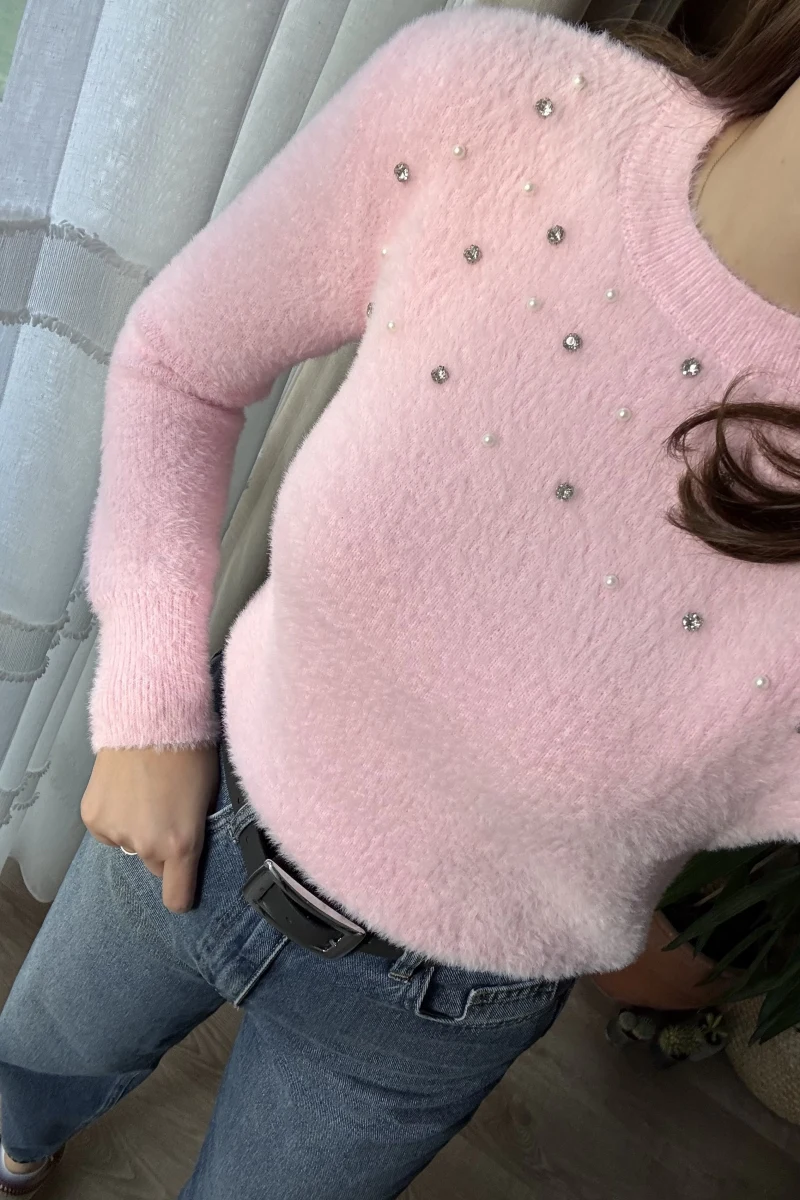 Emilie Taşlı Yumoş Kazak Pembe