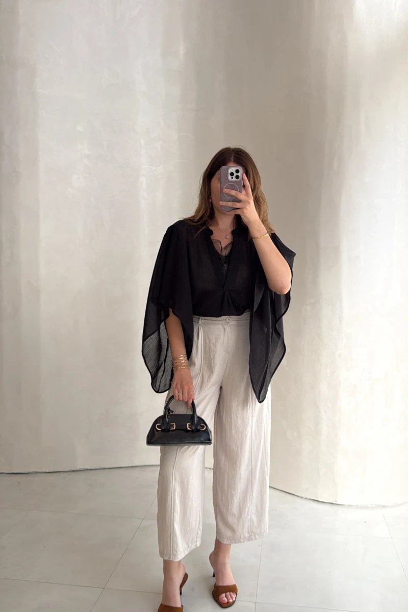 Etoile Dökümlü Taşlı Pantolon - Taş - Kod: 51434