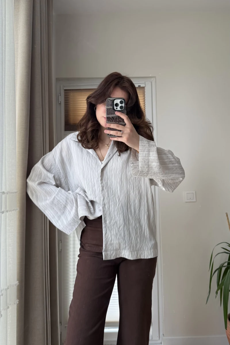 Fast Çizgi Detay Gömlek Gri (KOD:4956)