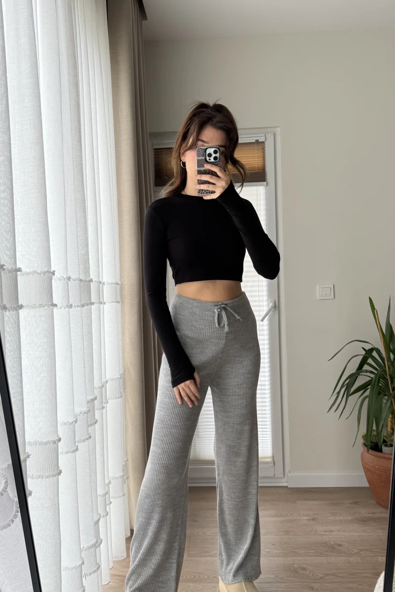 Fitili Triko Eşofman Altı Gri