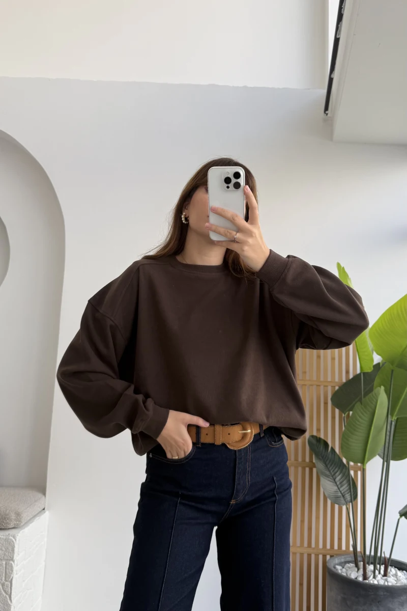 Fitilli Sweat - Kahverengi - Kod: 1053