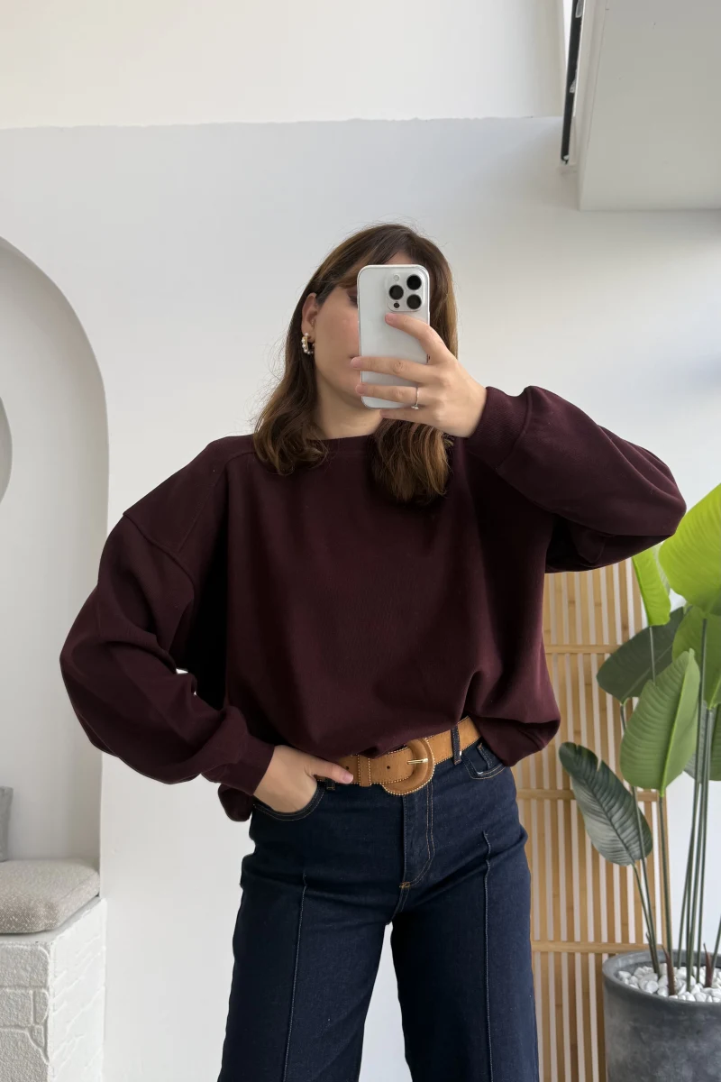 Fitilli Sweat - Mürdüm - Kod: 1053