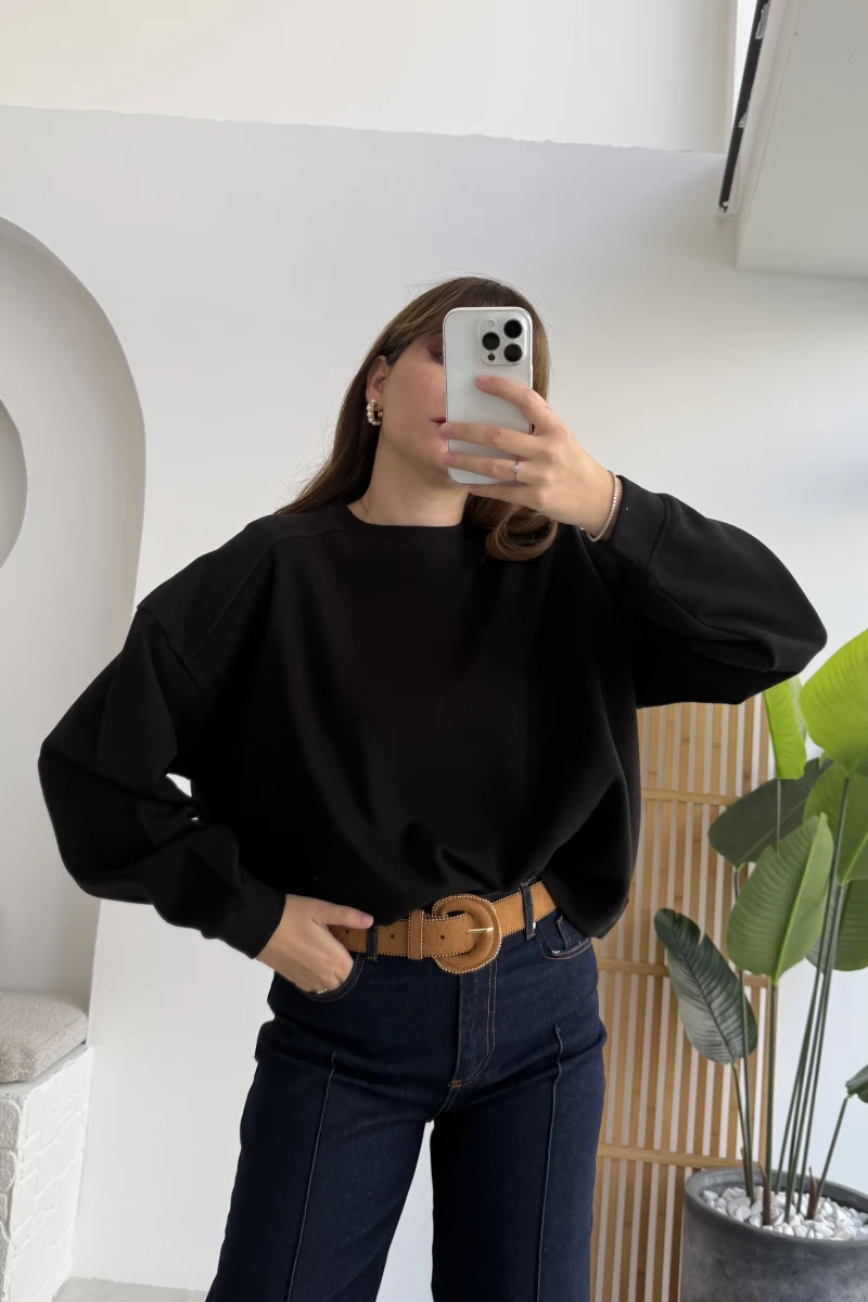 Fitilli Sweat - Siyah - Kod: 1053