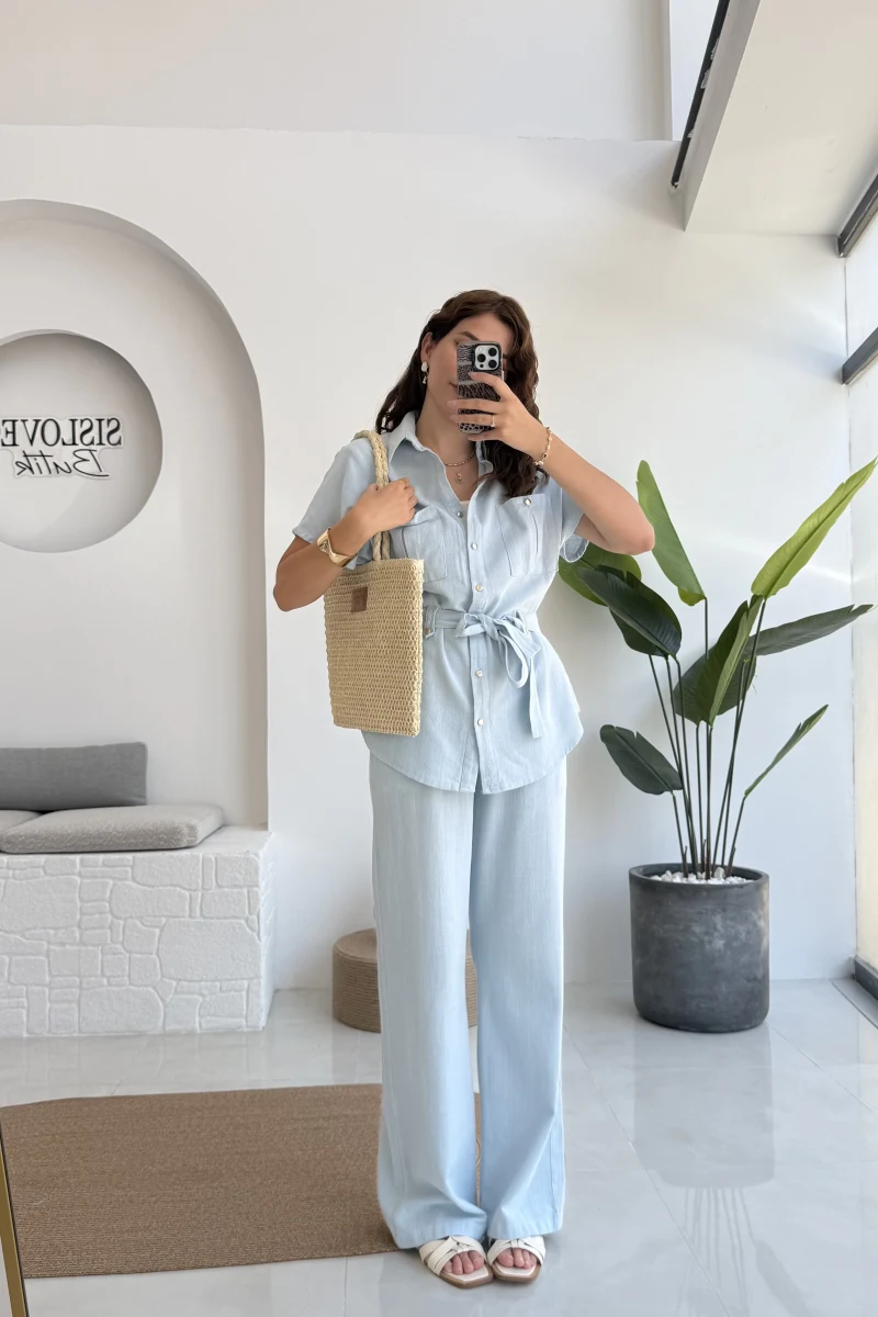 Flam Bebe Mavisi Keten Takım