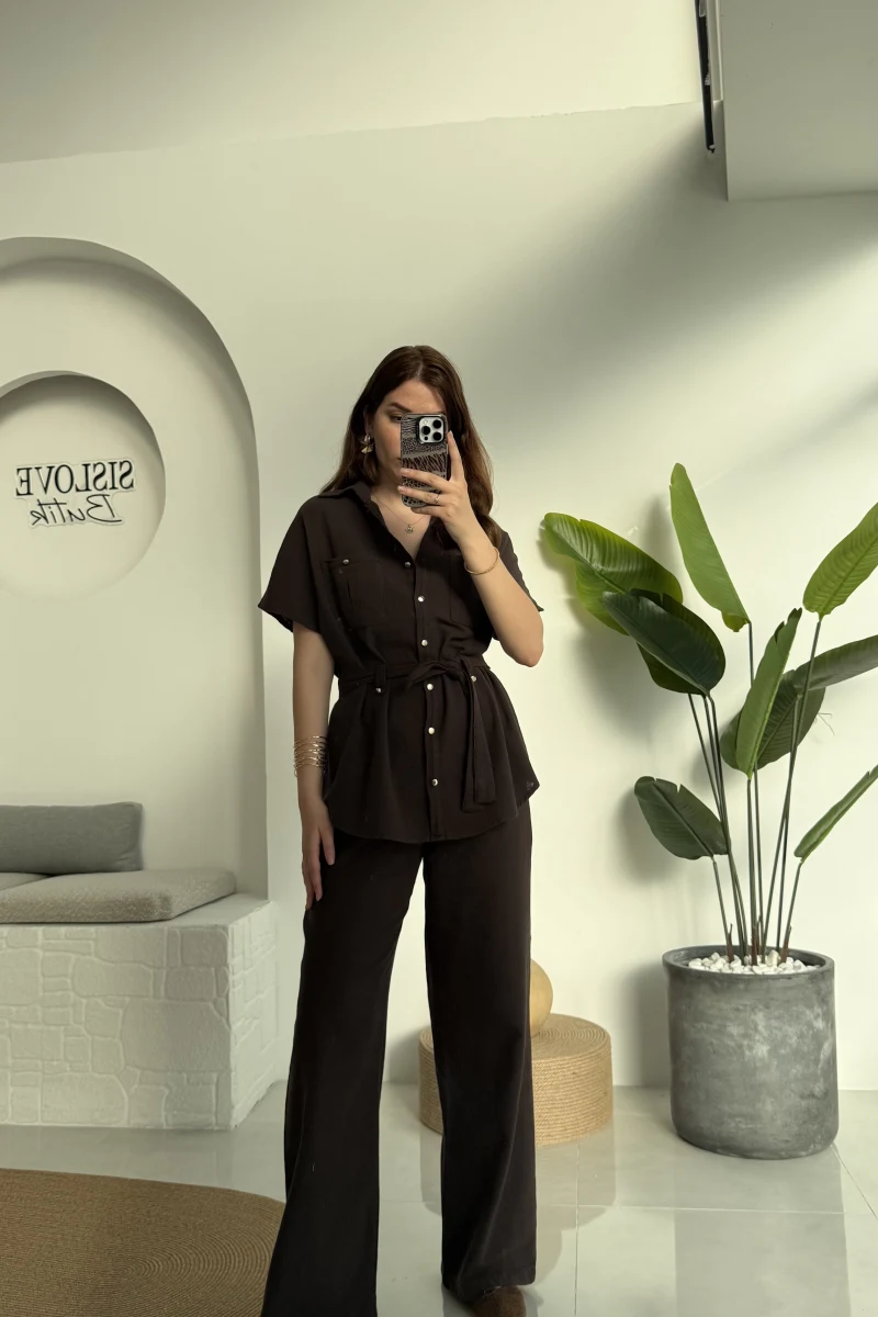 Flam Kahve Keten Takım