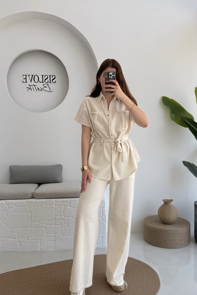 Flam Taş Keten Takım