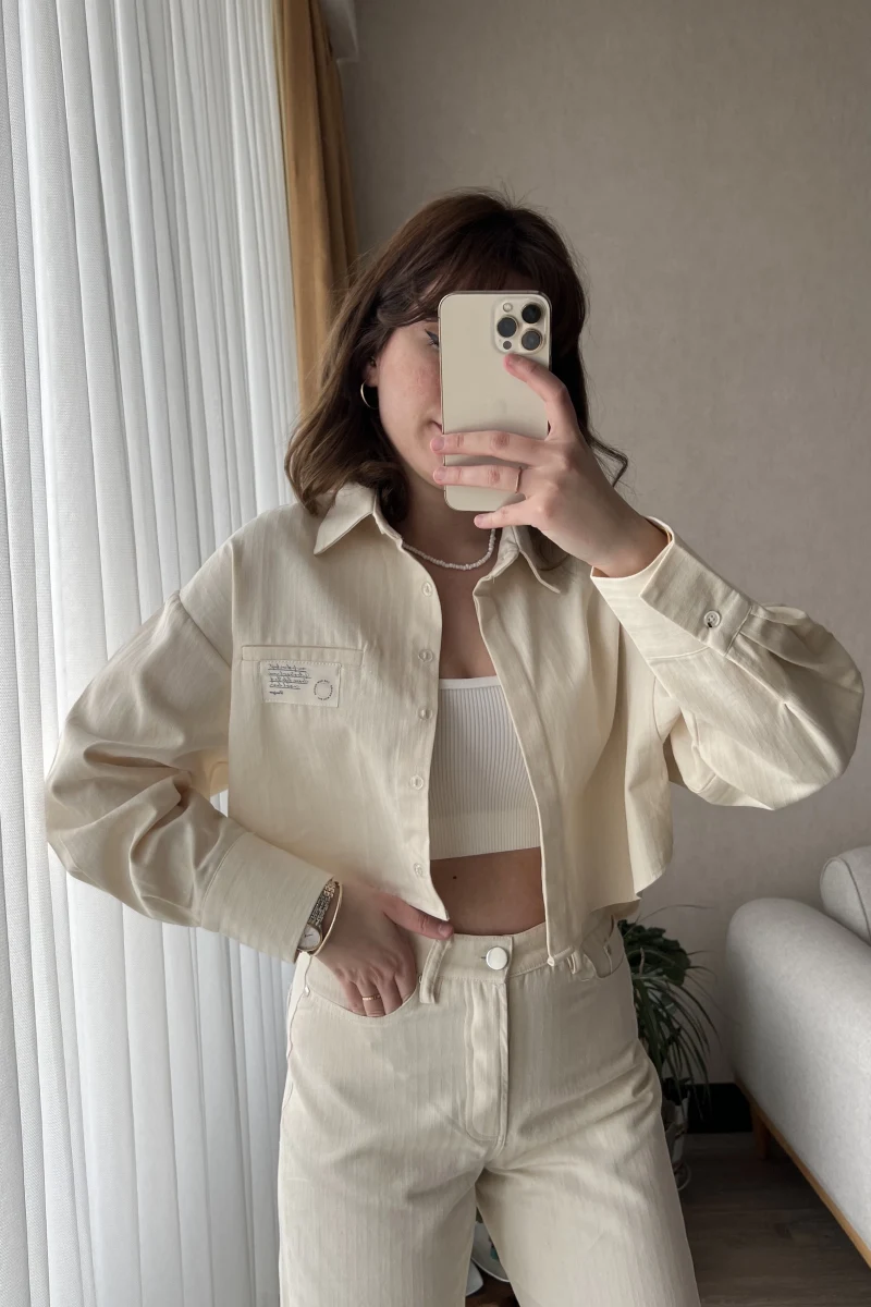 Gabardin Krem Gömlek Ceket