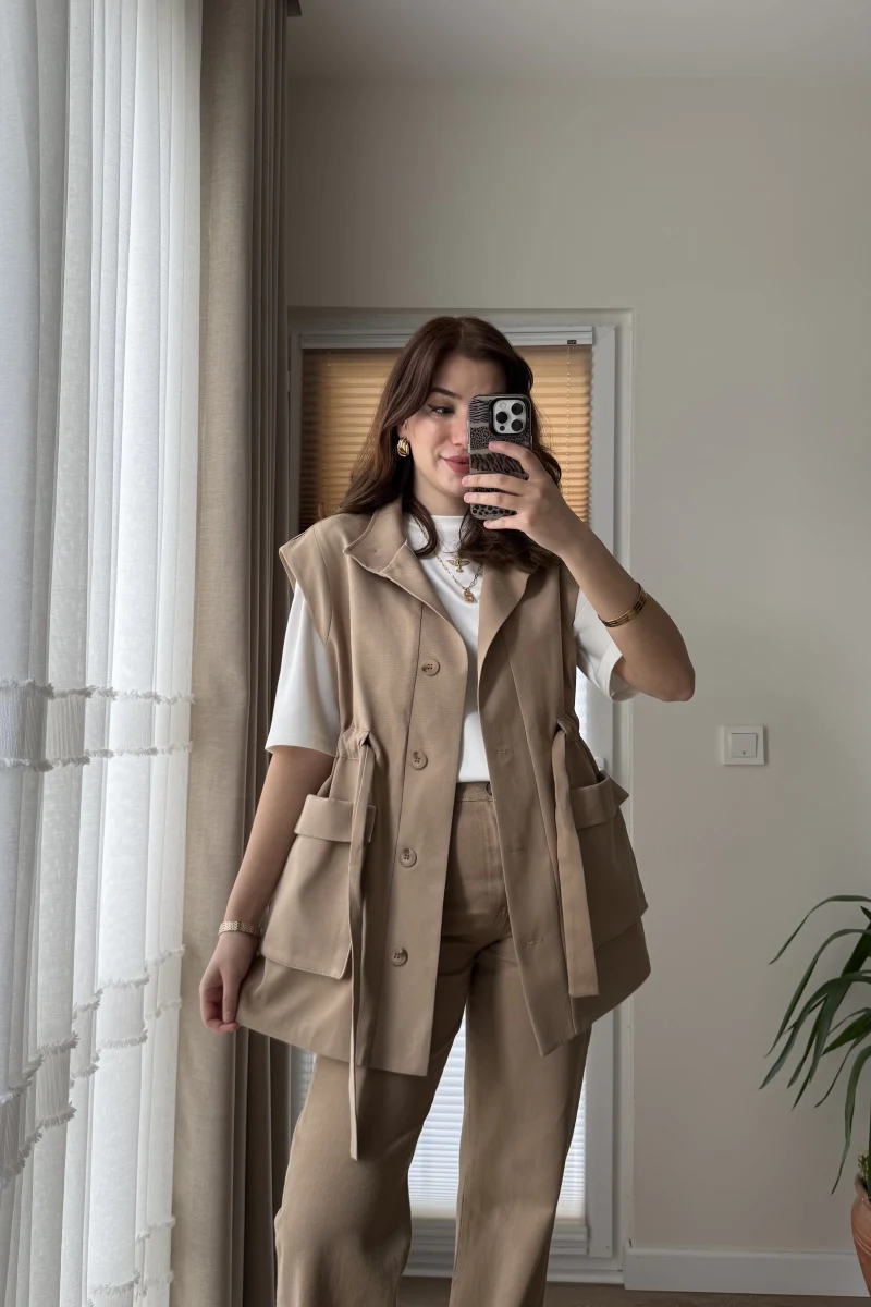 Gamardin Büyük Cepli Yelek - Camel