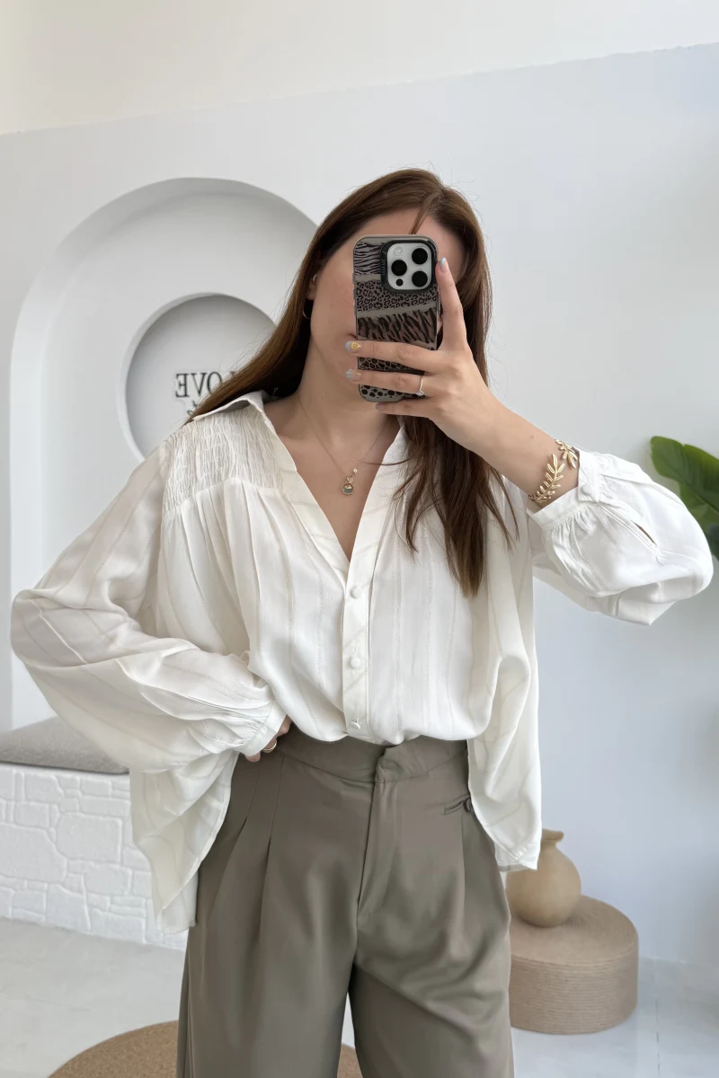 Gipe Detay Işıltı Gömlek - Gold - 2062