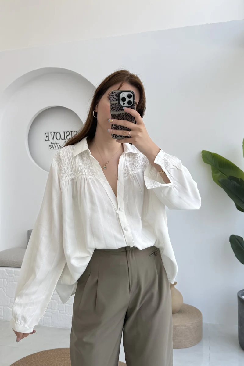 Gipe Detay Işıltı Gömlek - Gold Siyah- 2062