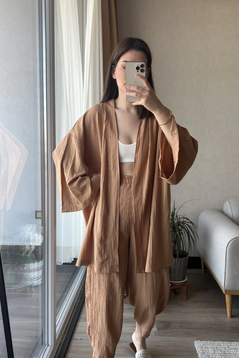 Gofre Kimona Takım Camel