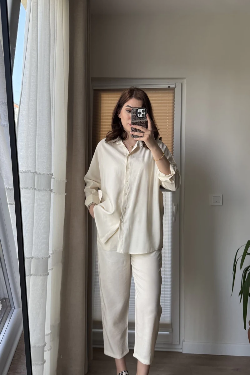 Gömlek Pantolon Krem Takım - 50838