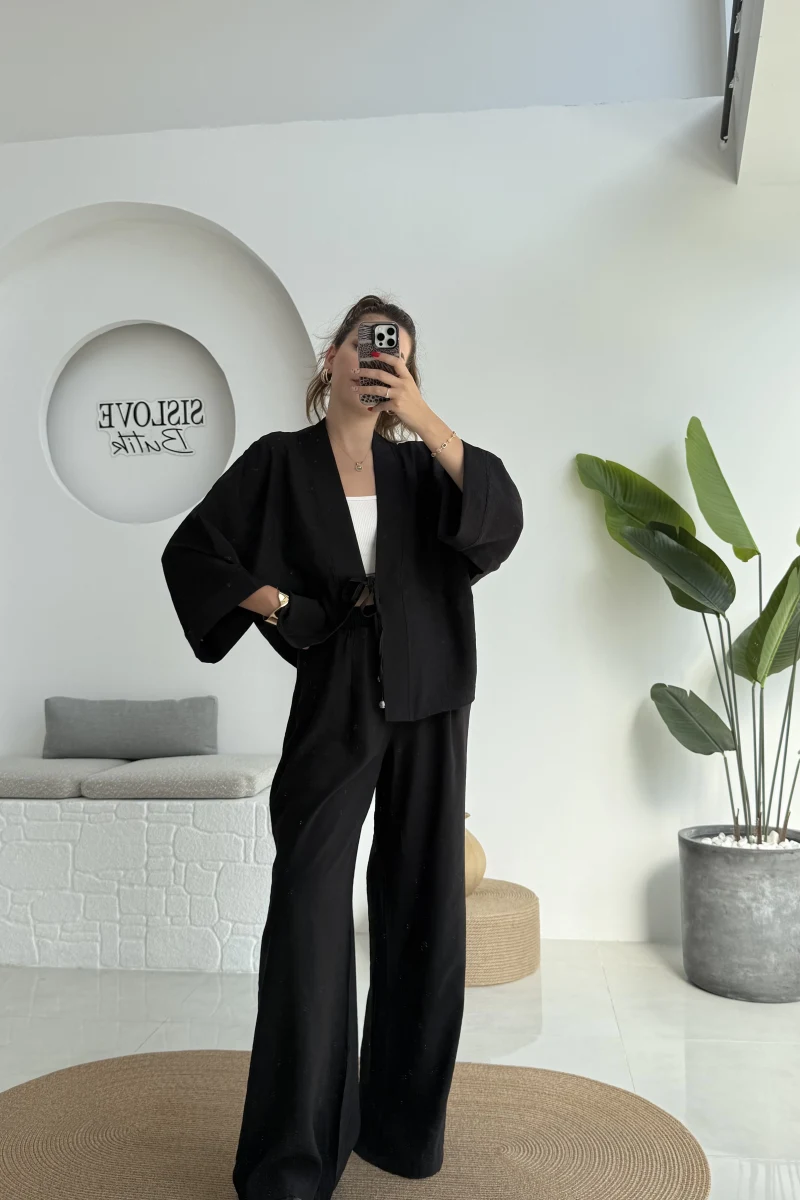 Grape Kimono Takım - Siyah - 8002