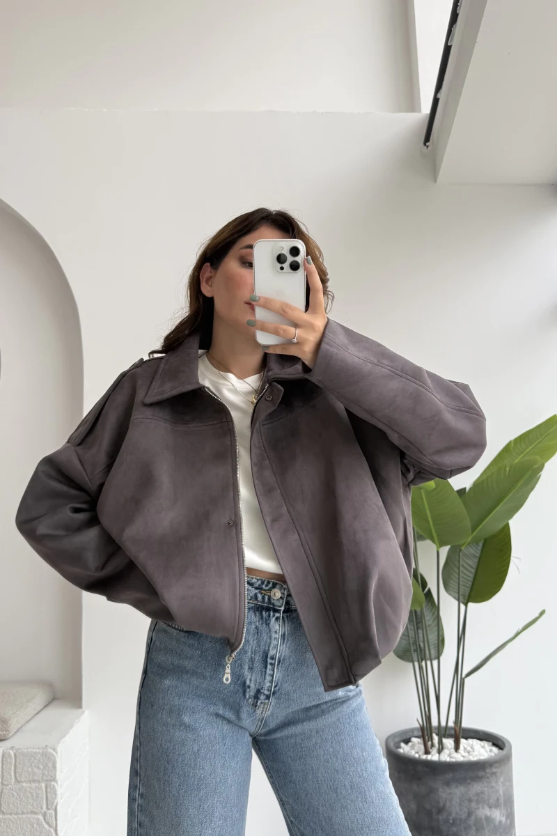 Gri Süet Ceket - Kod: 508230