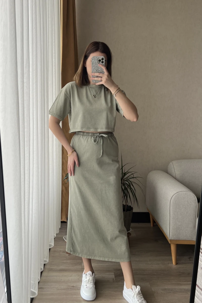 Haki Etekli Yıkamalı Takım