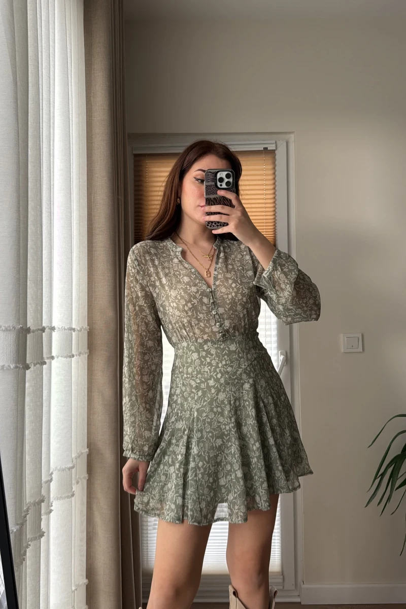 İspanyol Serisi Yeşil Tül Elbise