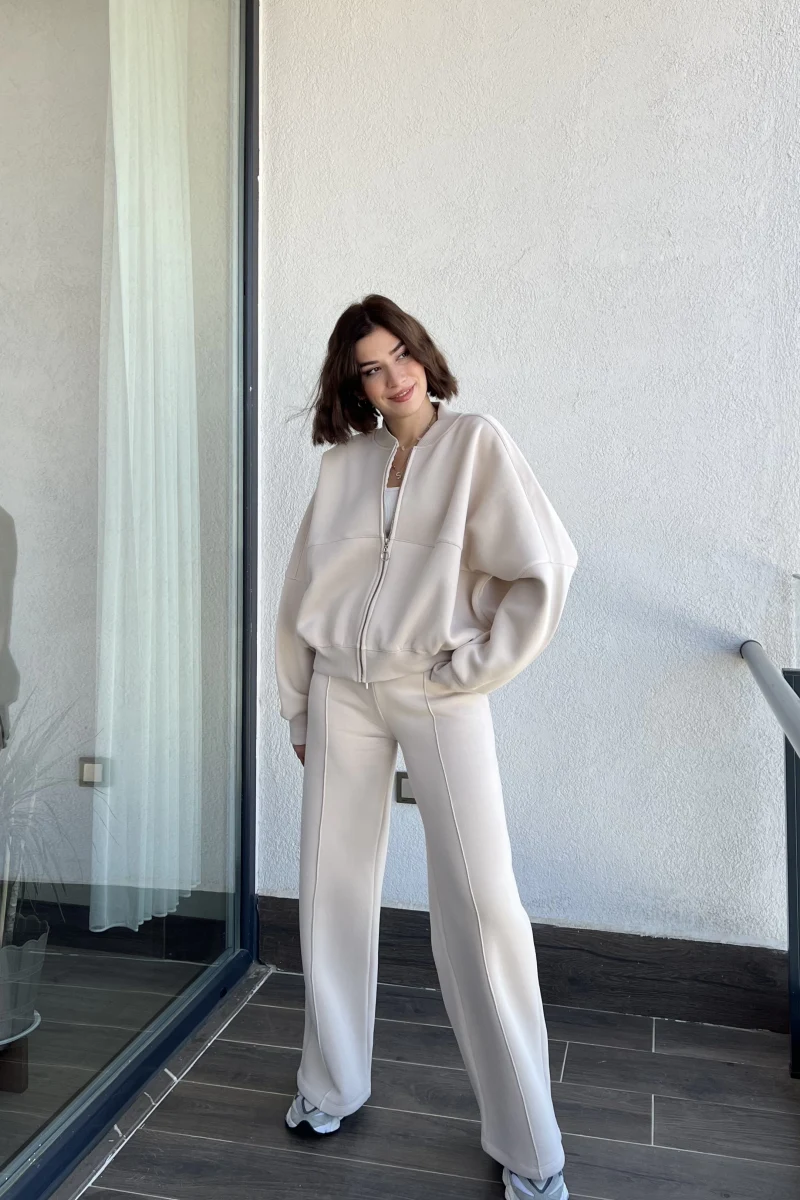 Jaxsa Krem 3 İplik Eşofman Takımı